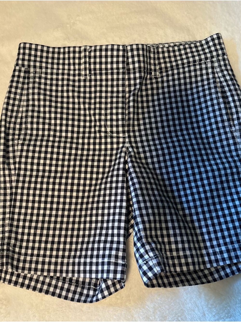 J. Crew Black and White Gingham Waistband Shorts